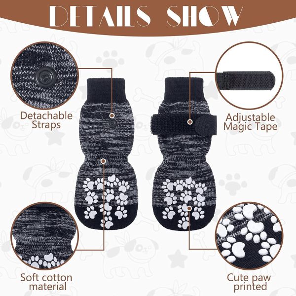Double Sided Anti-Slip Dog Socks with Adjustable Straps