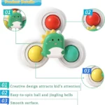 Spinner Toy 1 pc Spinner Toy Set with Suction Cup Dinosaur Design Playtime for Cats and children 5