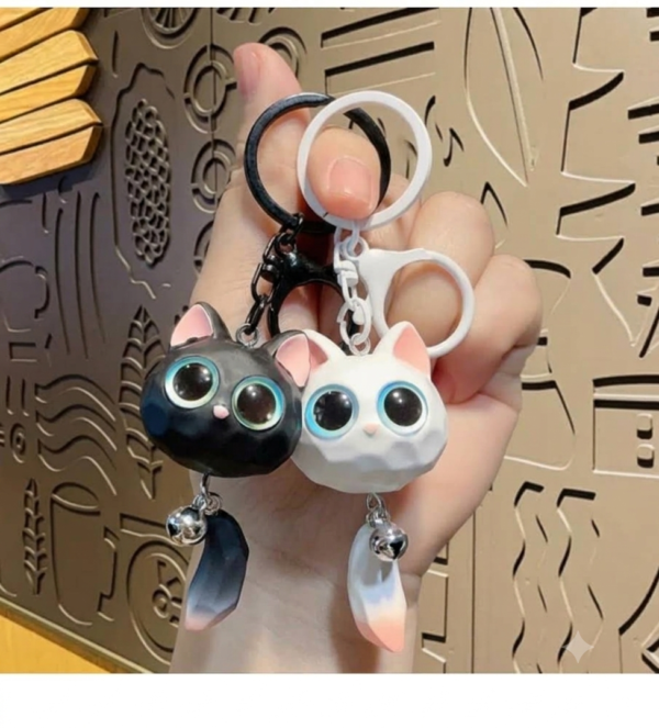 Cat Resin Keychain Accessory for Handbags, Backpacks, Gifting (Pack of 1) 1 Cat Resin Keychain